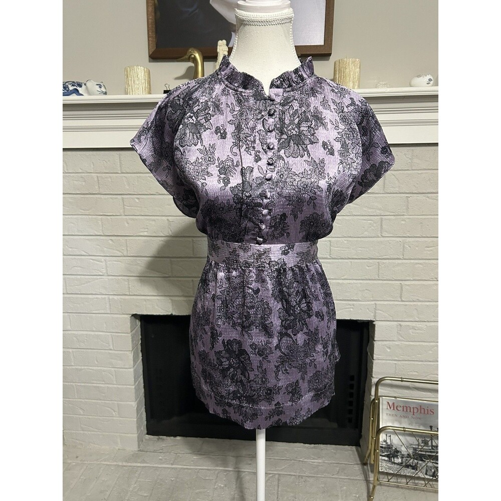 Apt 9 Y2K Babydoll Fairy Grunge Smocked Flowy Top Sz XL Floral Short Sleeve